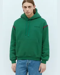 Gucci Logo Embroidery Hooded Sweatshirt Green