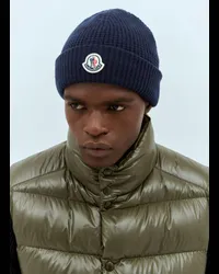 Moncler Logo Patch Beanie Navy