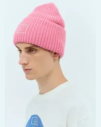 Acne Studios Embellished Face Logo Beanie Hat Pink