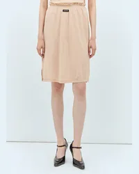 Miu Miu Logo Patch Jersey Skirt Beige