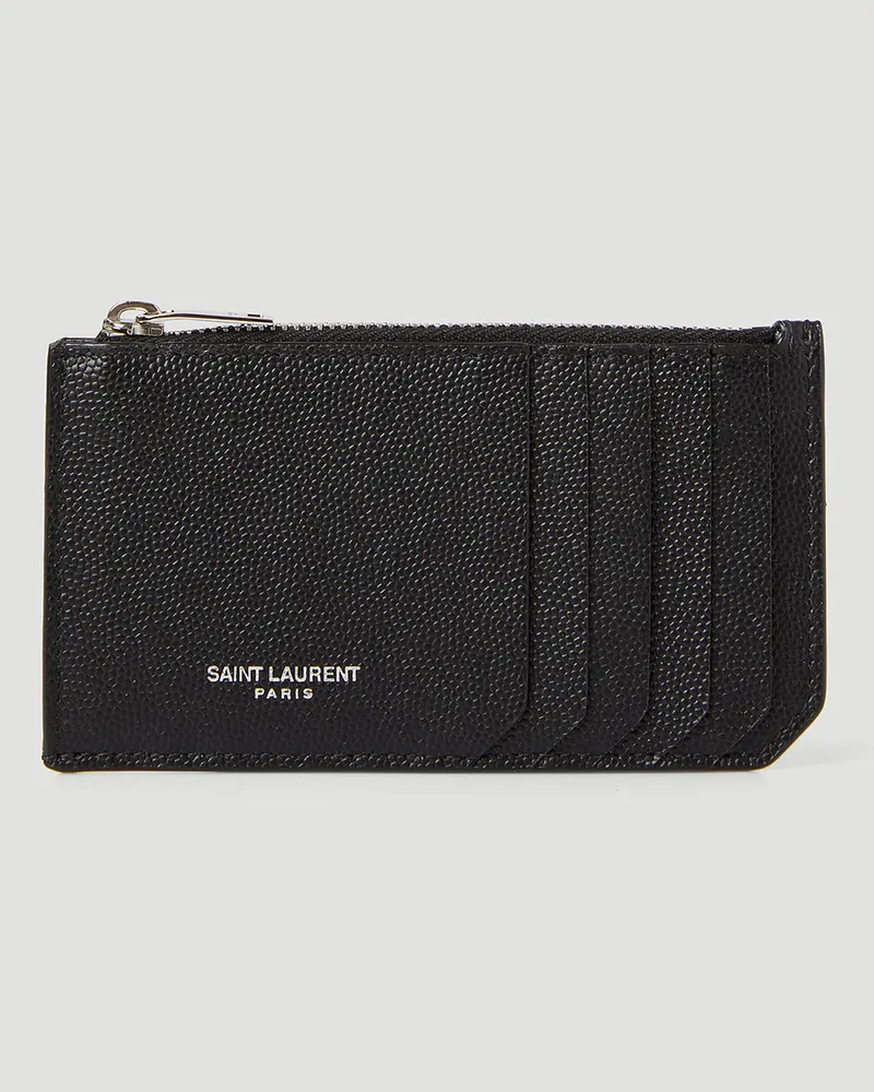 Saint Laurent Paris Fragments Zipped Cardholder Black