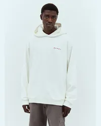 Marni Logo Embroidery Hooded Sweatshirt White