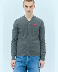 Comme des Garçons Logo Patch Wool Cardigan Grey