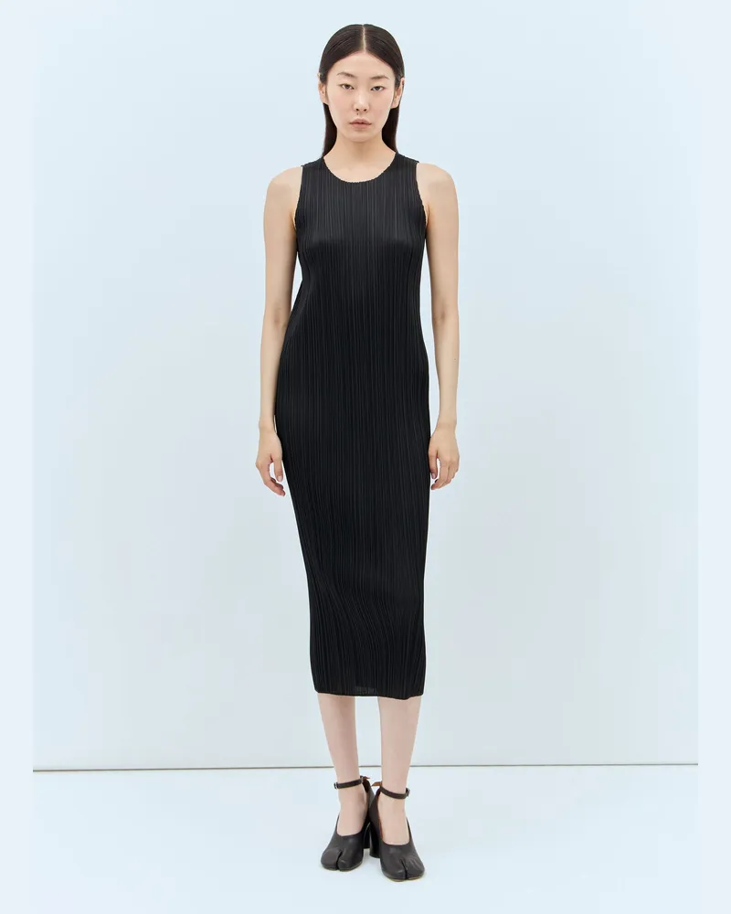 Issey Miyake Pleated Midi Dress Black