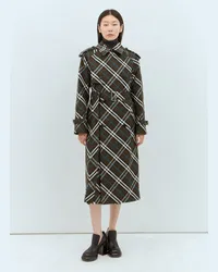 Burberry Check Twill Trench Coat Green