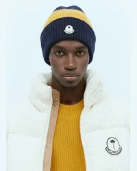 Moncler Striped Logo Patch Beanie Hat Multi