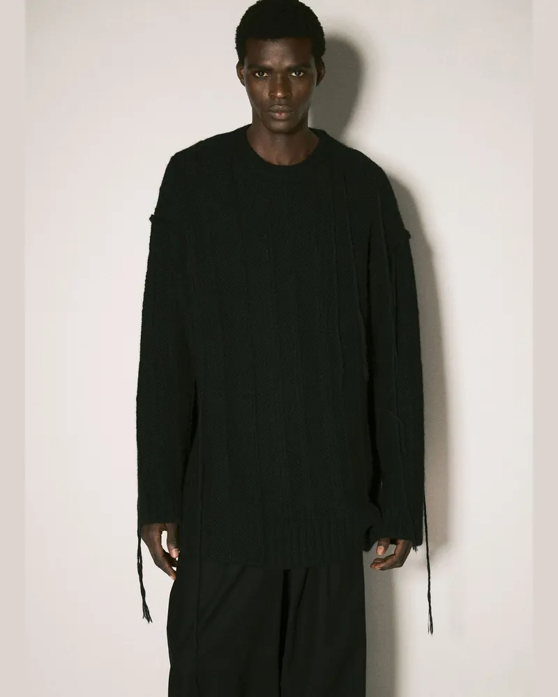 Yohji Yamamoto Cable Knit Sweater Black