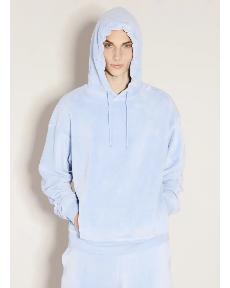 Martine Rose Terry Cloth Hooded Sweatshirt Blue