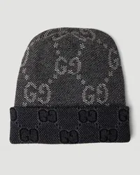 Gucci Gg Motif Beanie Hat Grey