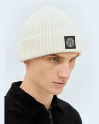 Stone Island Logo Patch Beanie Hat Beige