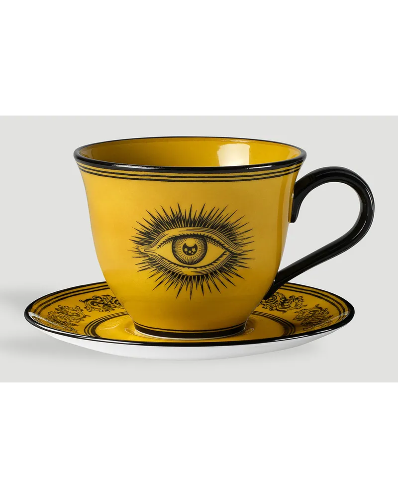 Set Of Two Star Eye Coffee Cups With Saucers