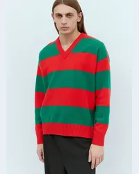 Gucci Felted Wool Striped Sweater Red