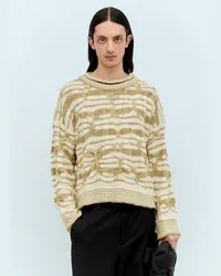 Bottega Veneta Distorted Stripe Knit Sweater Beige