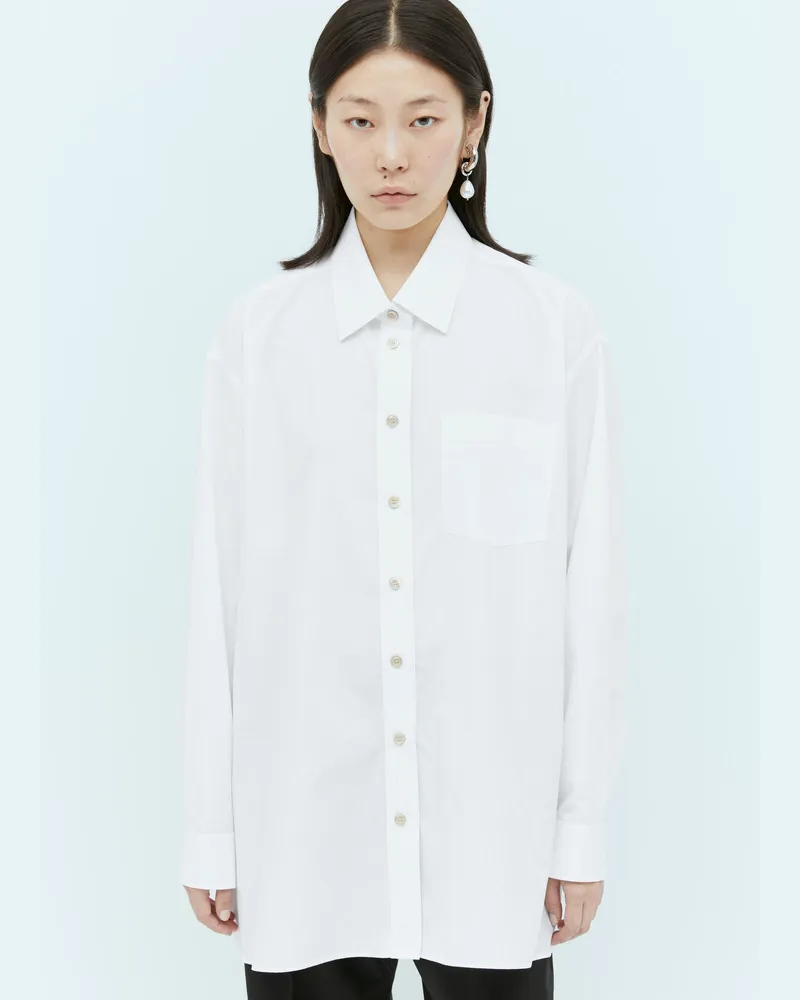 Gucci Logo Embroidery Cotton Shirt White
