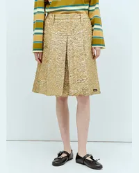 Miu Miu Cloquet Lamé Jacquard Skirt Gold