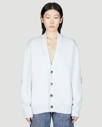 Bottega Veneta Leather Elbows Cashmere Cardigan Grey