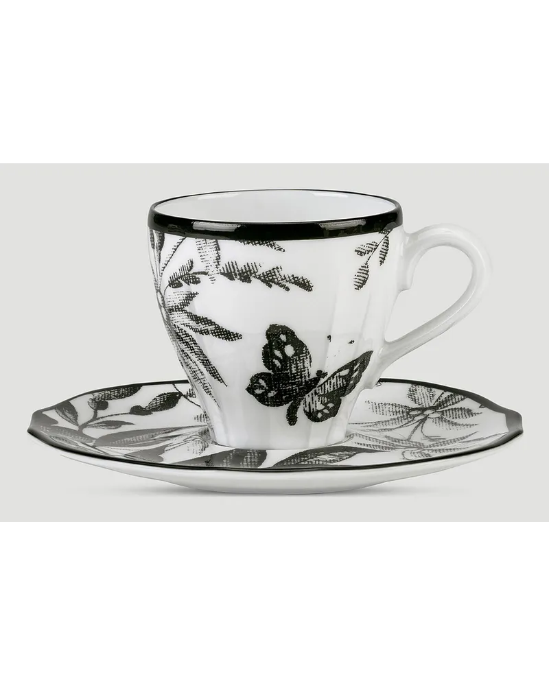 Set Of Two Herbarium Coffee Cups With Saucers