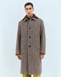 Dries van Noten Rank Herringbone Coat Brown