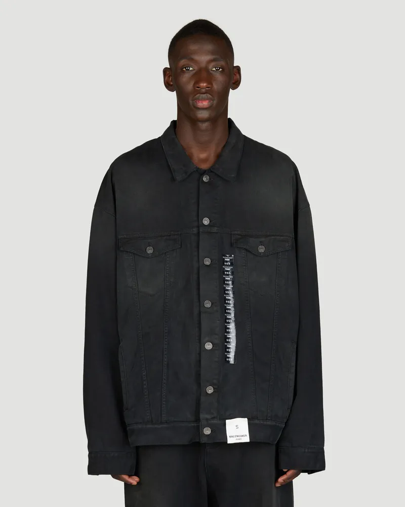 Balenciaga Size Sticker Denim Jacket Black