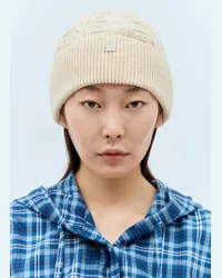 Acne Studios Cable Knit Beanie Hat Beige