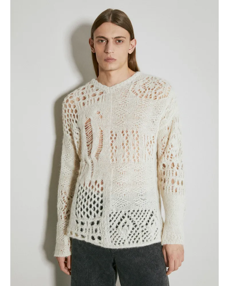 Our Legacy V Neck Crochet Sweater White