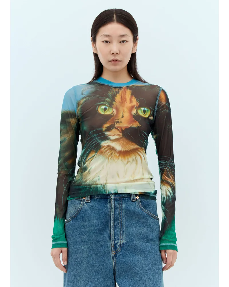 J.W.Anderson Cat Mesh Top Blue