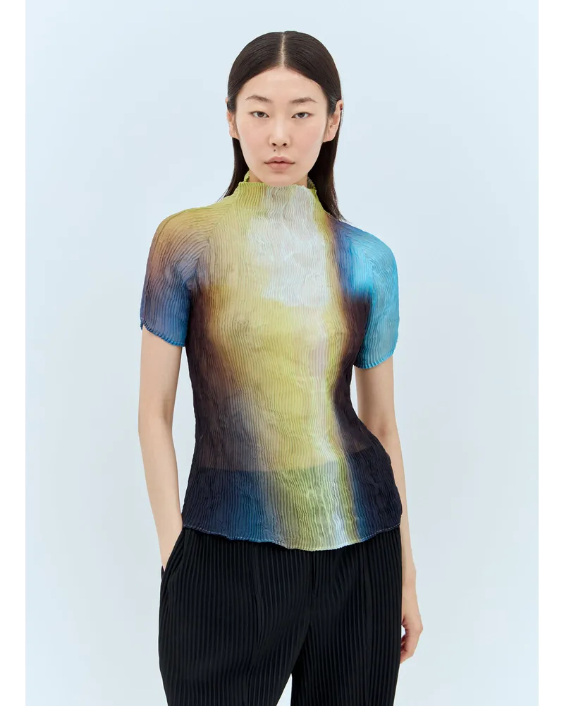 Issey Miyake Light Leak Chiffon Twist Top Multicolour