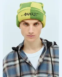 AWAKE NY Checkerboard Beanie Hat Yellow