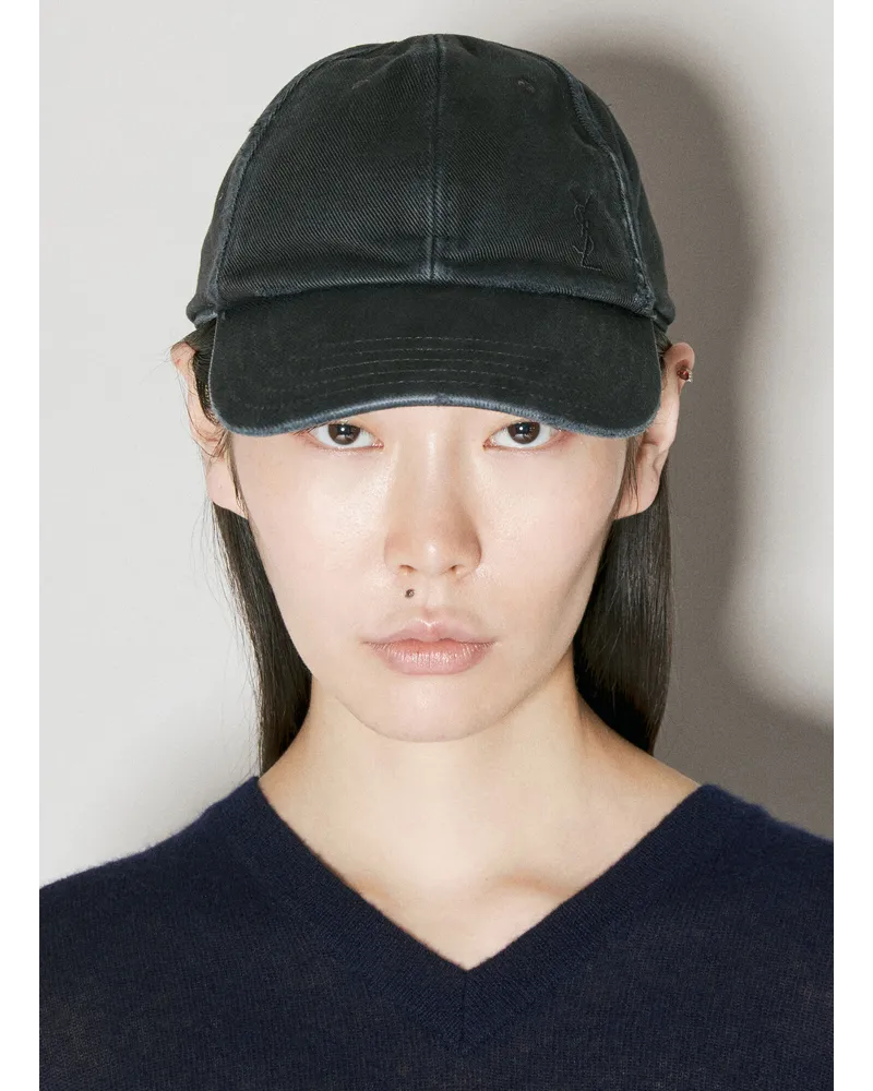 Saint Laurent Cassandre Denim Baseball Cap Black