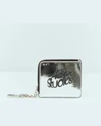 Acne Studios Metallic Logo Print Wallet Silver