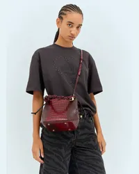 Ganni Bou Croc Embossed Bucket Bag Burgundy