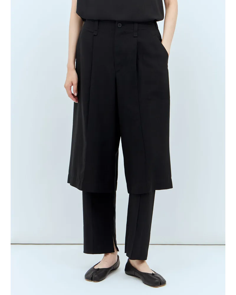 Issey Miyake Two As One Layered Pants Black