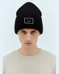 Acne Studios Embellished Face Logo Beanie Hat Black