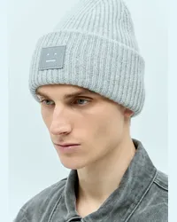 Acne Studios Large Face Logo Beanie Hat Grey