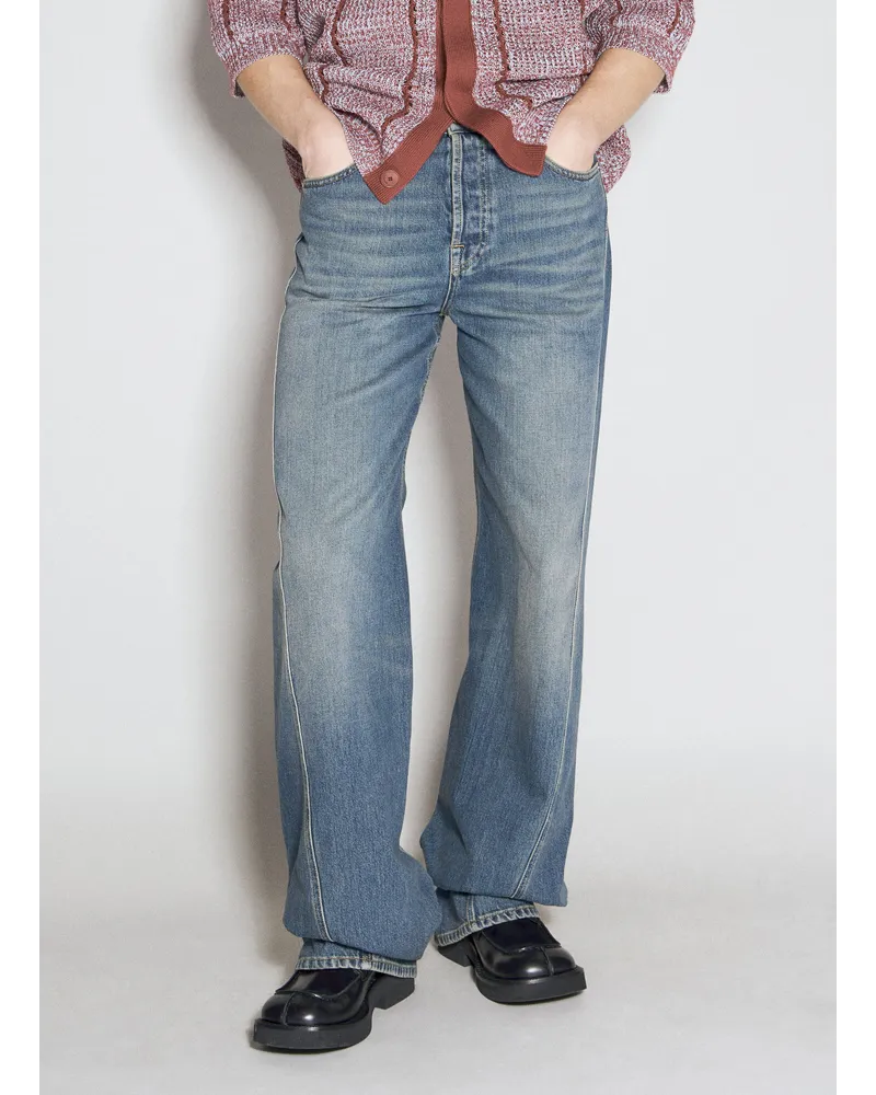 Lanvin Baggy Twisted Jeans Blue