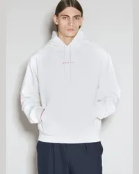 Marni Logo Print Hooded Sweatshirt White