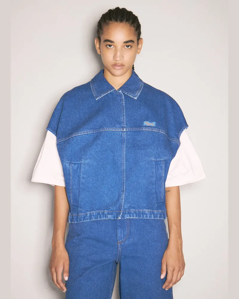 Marni Mending Patch Denim Jacket Blue