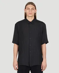 Saint Laurent Cassandre Stripe Silk Shirt Black