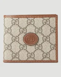 Gucci Gg Logo Patch Supreme Wallet Beige