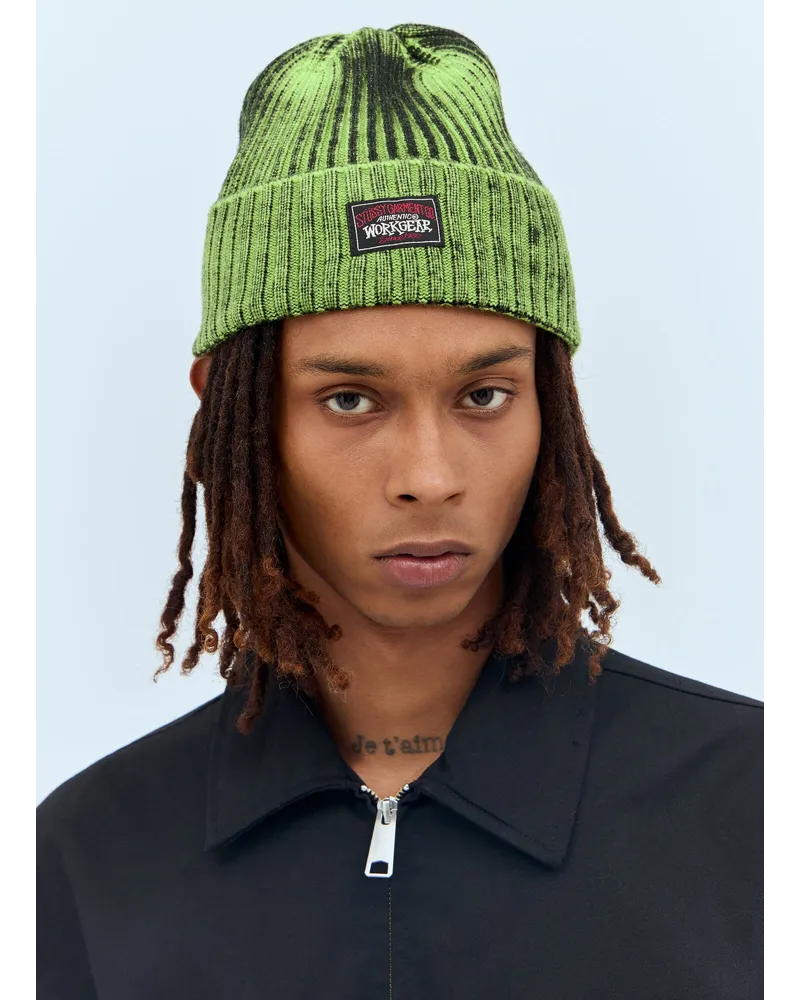 Stüssy Workgear Spray Cuff Beanie Hat Green