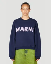 Marni Logo Print Sweatshirt Blue