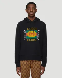 Gucci Fake Logo Hooded weathirt Black