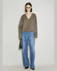 Prada Cashgora Check Top Brown