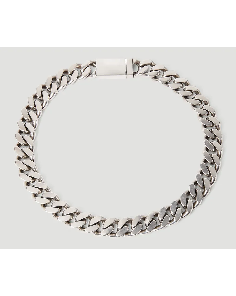 Saint Laurent Curb Chain Necklace Silver