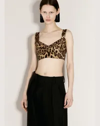 Dolce & Gabbana Leopard Print Bustier Top Brown