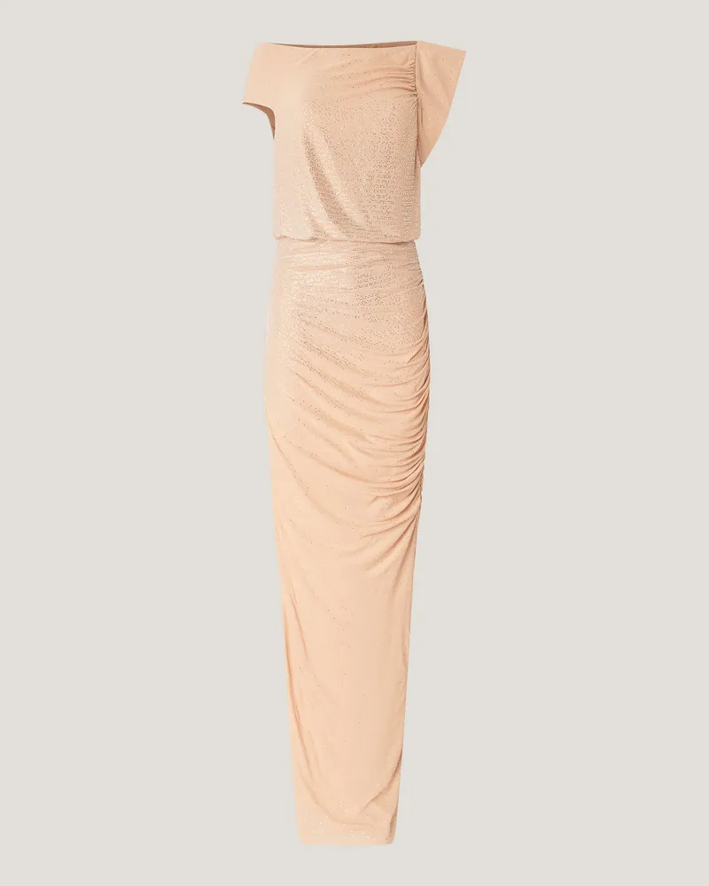 Genny Long dress with draping and rhinestones Pink