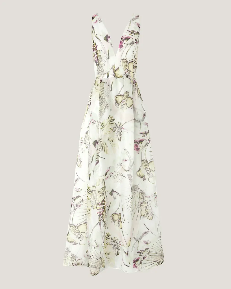 Genny Jungle Orchids long silk dress Pink