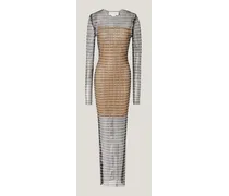 Striped mesh rhinestone dress