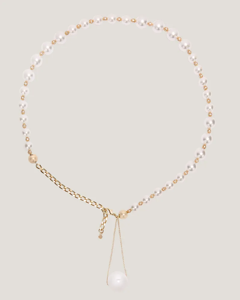 Genny Pearl and gold-tone belt White