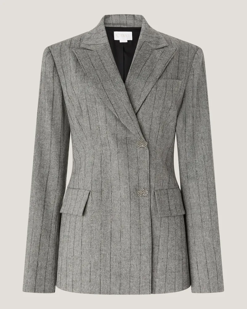 Genny Tailored pinstripe double-breasted blazer Grey
